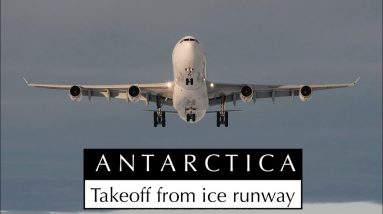 EXTREME! Airbus A340 takeoff from ice runway in Antarctica | Full flight video in 4K (First Class)